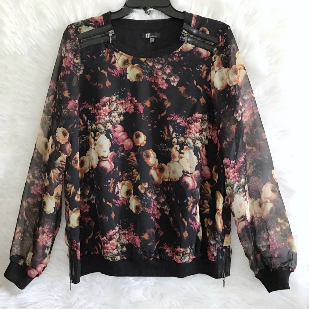 Kut from the Kloth floral sheer shirt size small.